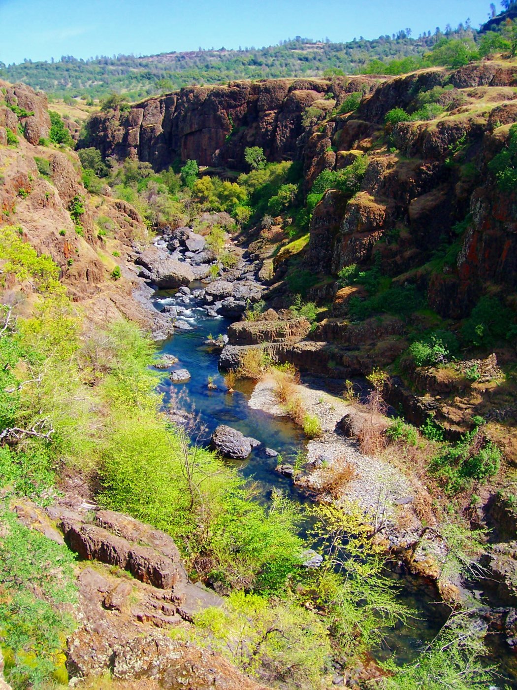 Big Chico Creek running through a rocky canyon in Upper Bidwell Park
